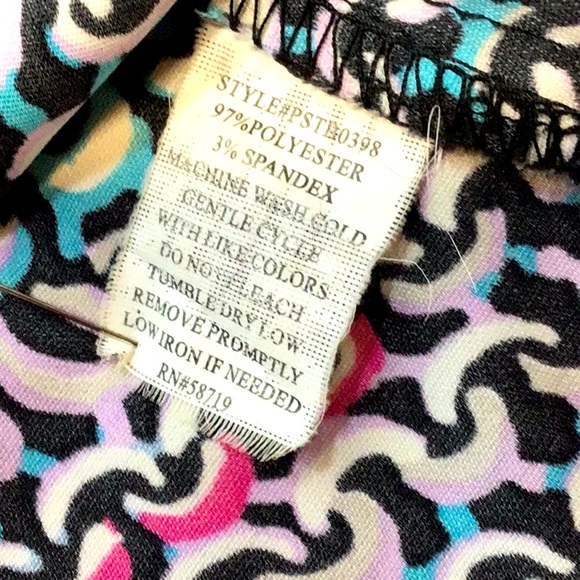 🎵 NOTATIONS Black Multi Abstract Print Long Sleeve Roll Tab Blouse - Picture 9 of 10